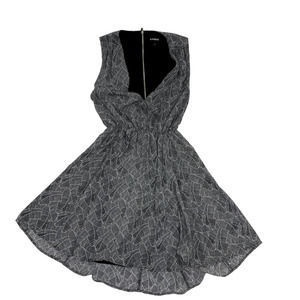 Express Open Back Black Leaf Pattern Dress